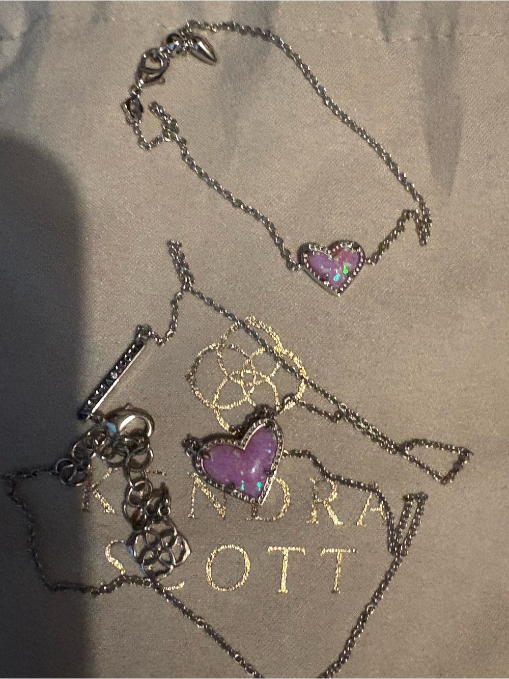 Kendra Scott SET Pink Opal Heart Necklace and earrings - Ari - Sterling Silver